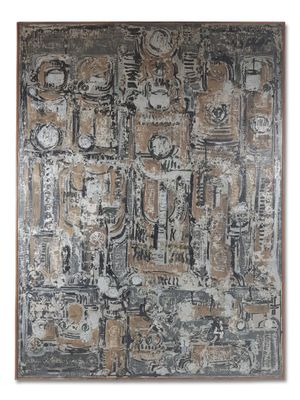 an image of a painting on a white wall with a brown frame