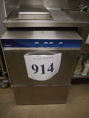 an image of a stainless steel dishwasher with a number plate on it