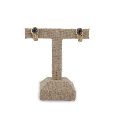 gros plan d'une paire de boucles d'oreilles sur un support