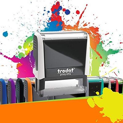 an image of a stamper with paint splatters in the background