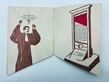 an open book with a picture of a man holding a cell phone