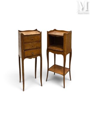 paire de tables de chevet avec tiroirs et étagère, en forme de table de chevet