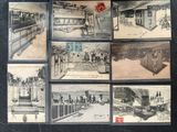 several old black and white photographs of people in a room