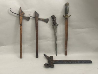 several different types of weapons are displayed on a white background