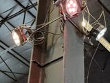 a light that is hanging from the ceiling of a building