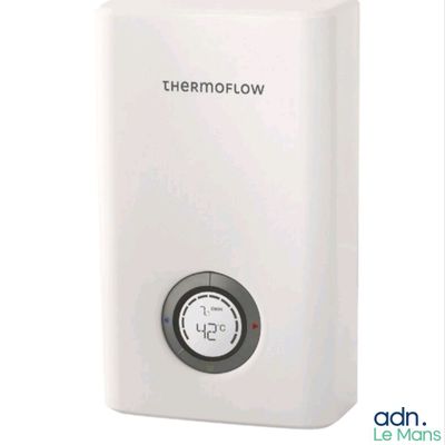a close up of a white water heater on a white background