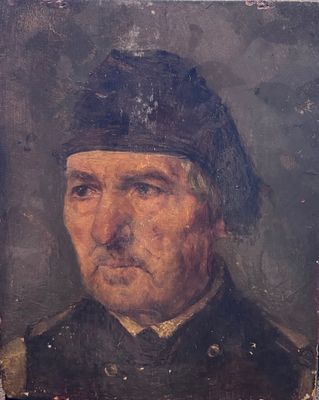 portrait d'un homme en uniforme militaire, coiffé d'un chapeau