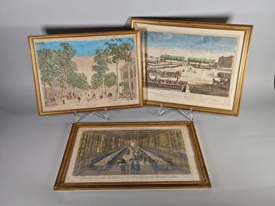 Trois vues d'optique dont "Vue perspective du réfectoire de …