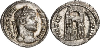 a silver coin with an image of a man and a woman on it
