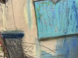 a drawing of a street sign on the side of a building