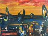 an image of a painting of a group of people on a beach
