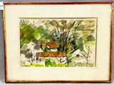 une image d'une peinture d'une maison dans les bois