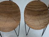 paire de chaises en osier à pieds en épingle à cheveux