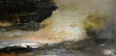 an oil painting of a boat in a body of water