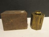 paire de boîtes anciennes en laiton avec poignées