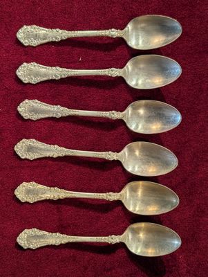 Lot de 6 petites cuillères en métal argenté Rogers Bros XII