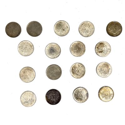 FRANCE 11 pièces en argent de 5 francs Semeuse 1960 (x4), 19…