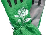une paire de gants de jardinage verts ornés de roses blanches