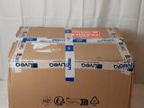 a cardboard box sitting on top of a white table