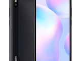 the back of a black xiao redmik phone with a white background