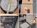 plusieurs photos d'une boîte contenant un tambour et d'une boîte contenant un bâton