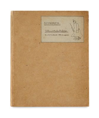 an old book with a drawing of a man on it
