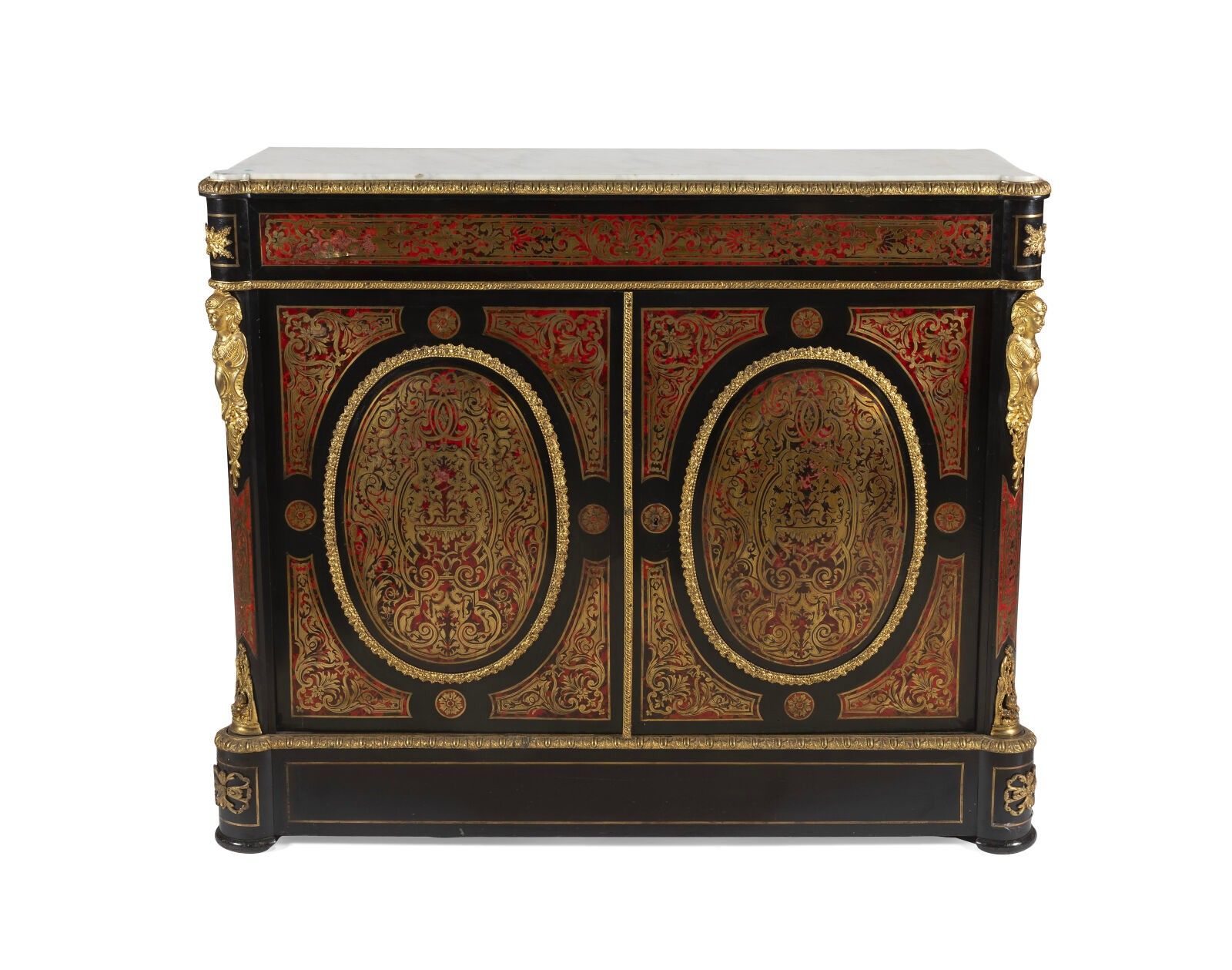 MEUBLE D'APPUI EN MARQUETERIE D'ÉCAILLE ROUGE ET LAITON GRAV…