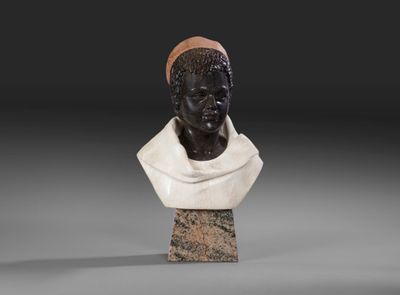 Ecole du début du XXème siècle. Buste de jeune nubien coiffé…
