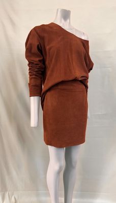 an image of a mannequin wearing a brown dress on a white mannequin