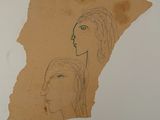 a drawing of a woman and a man on a piece of paper
