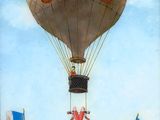 une photo d'un tableau représentant une montgolfière portée par un groupe de personnes