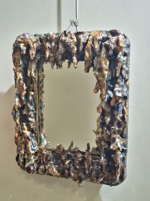 Miroir de forme carrée en céramique polychrome à motifs de s…