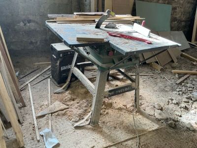 a picture of a workbench in a room that is being remodeled