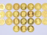 several gold coins are arranged in the shape of a heart