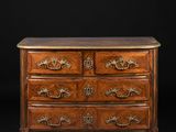 a louis ii walnut commode with marble top