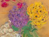 an image of a painting of flowers in a vase on a table