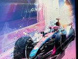 une photo d'une voiture de course exposée dans la vitrine d'un magasin
