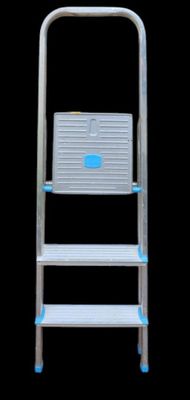 an image of a white ladder with blue steps on a black background