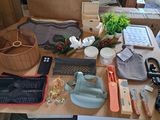 a table that has many items on it