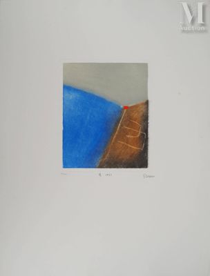 une image représentant un tableau montrant un carré bleu et marron avec un point rouge
