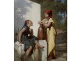une image représentant un tableau où l'on voit une femme et un homme assis l'un à côté de l'autre