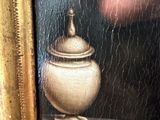 a picture of a painting of a vase on a table