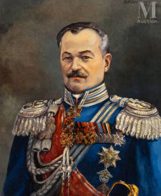 a painting of a man in a military uniform with a sword