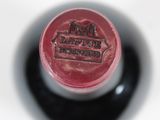 a close up of a wine bottle with a label on it