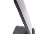 a close up of a cell phone on a stand