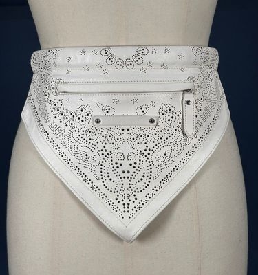 a white belt that has a white belt with a design on it