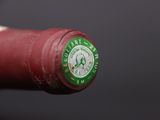 a close up of a bottle of wine with a label on it