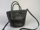 michael korsch black leather tote bag with shoulder strap