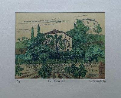 an image of a drawing of a house on a hill