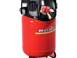 a close up of a red air compressor on a white background